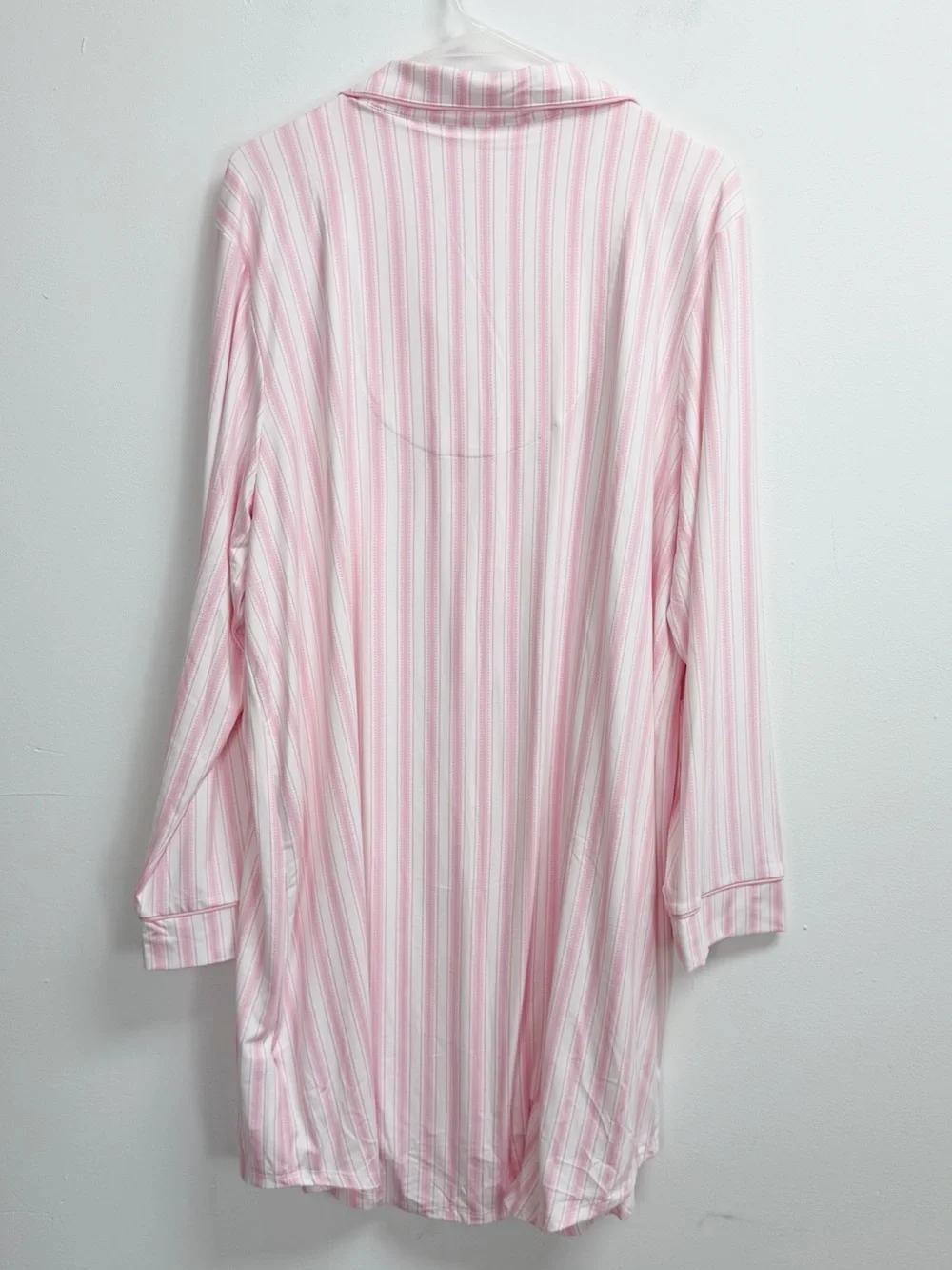 Charter Club Nightgown Womens XXL Pink White Long Sleeve Sleep Shirt Pajamas NWT